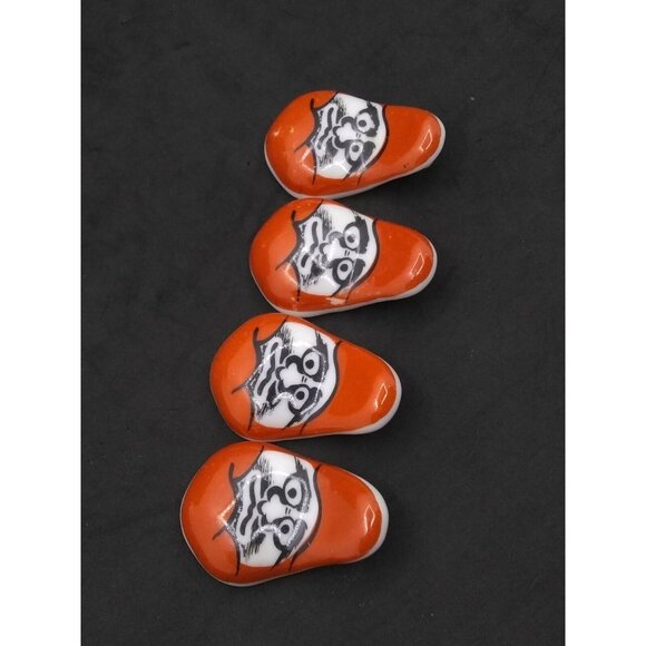 Vtg. Set of 4 Red Daruma Made In Japan 2" Ceramic Chopstick Holders - Picture 12 of 12